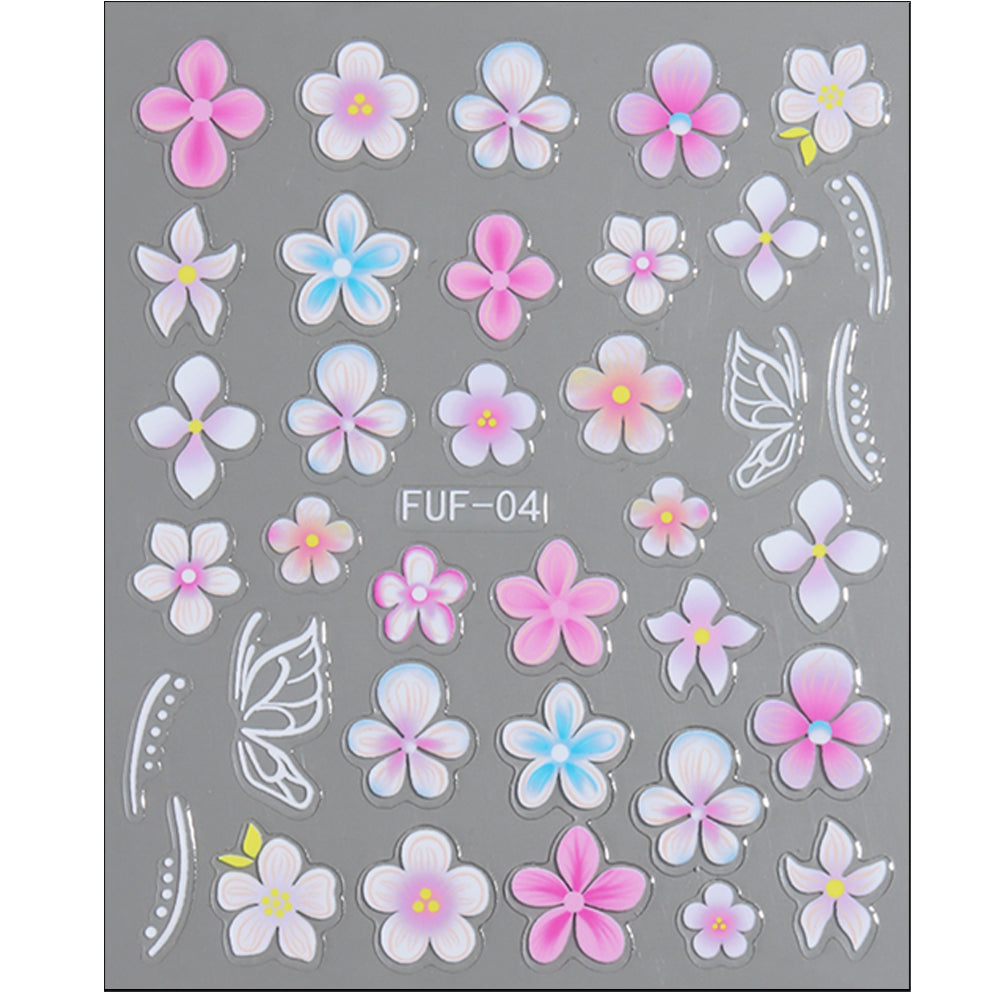 Millennial Girly 3D Flower Nail Stickers Leopard Zebra Nail Decals