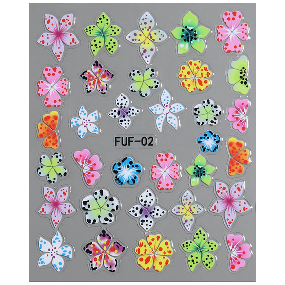 Millennial Girly 3D Flower Nail Stickers Leopard Zebra Nail Decals