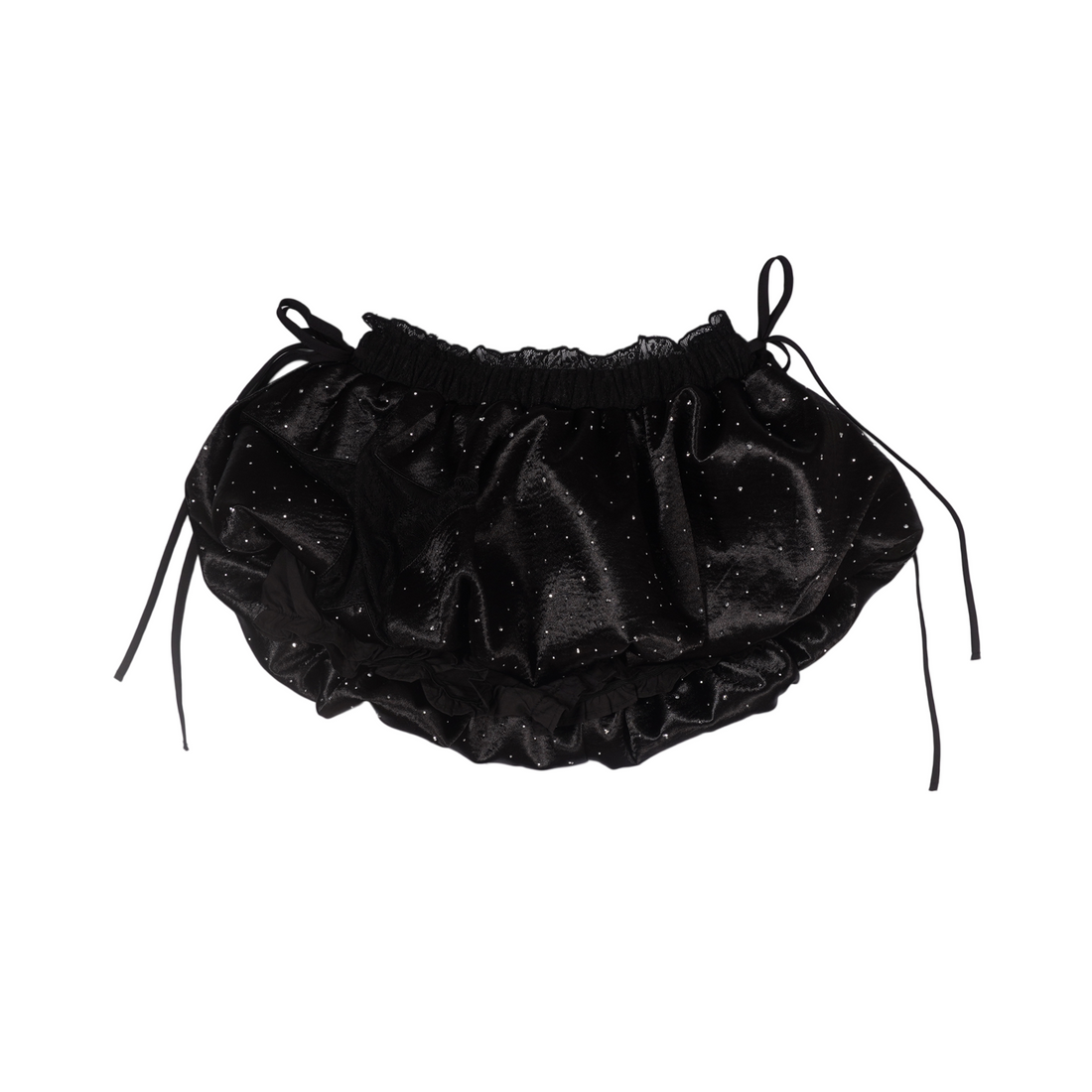 Original Black Star Rhinestone Lace-Tie Satin Bloomer Skort
