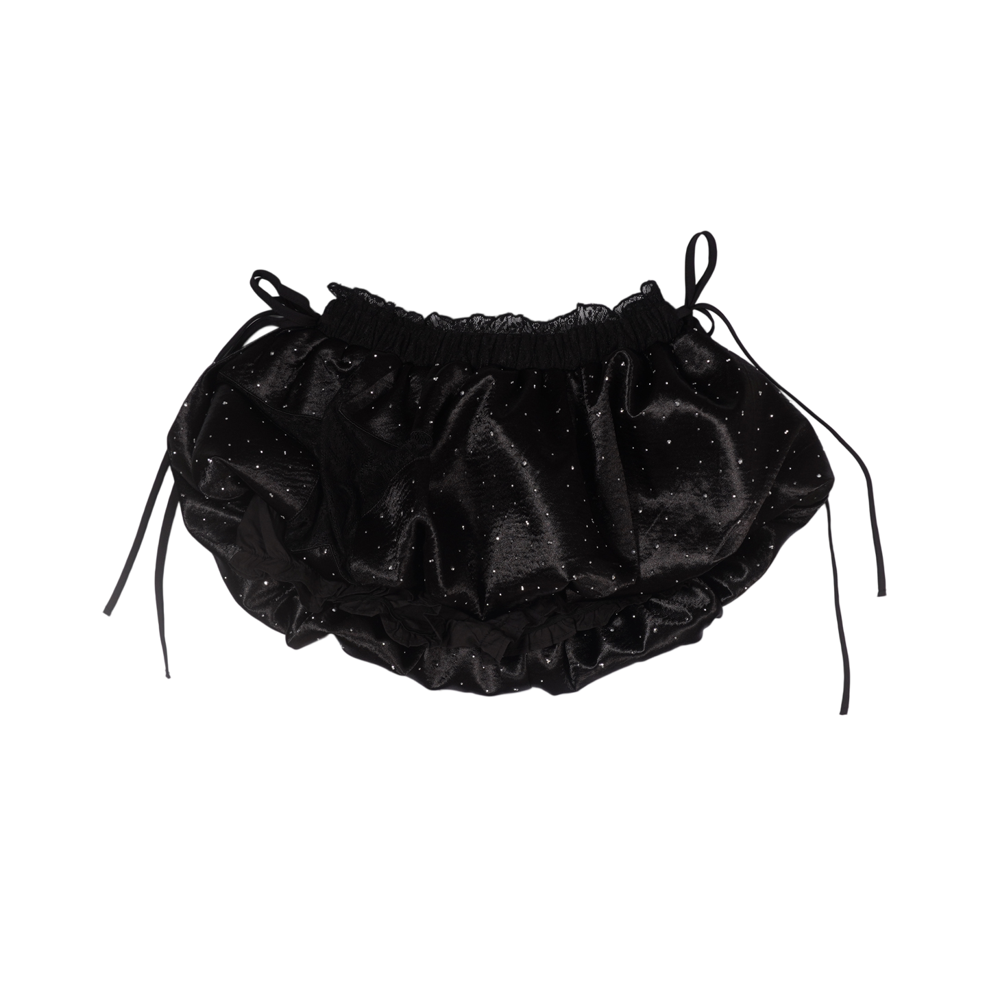 Original Black Star Rhinestone Lace-Tie Satin Bloomer Skort