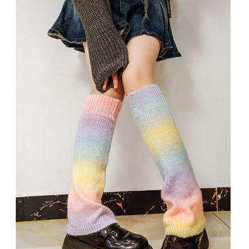 Pastel Rainbow Gradient Knit Leg Warmers