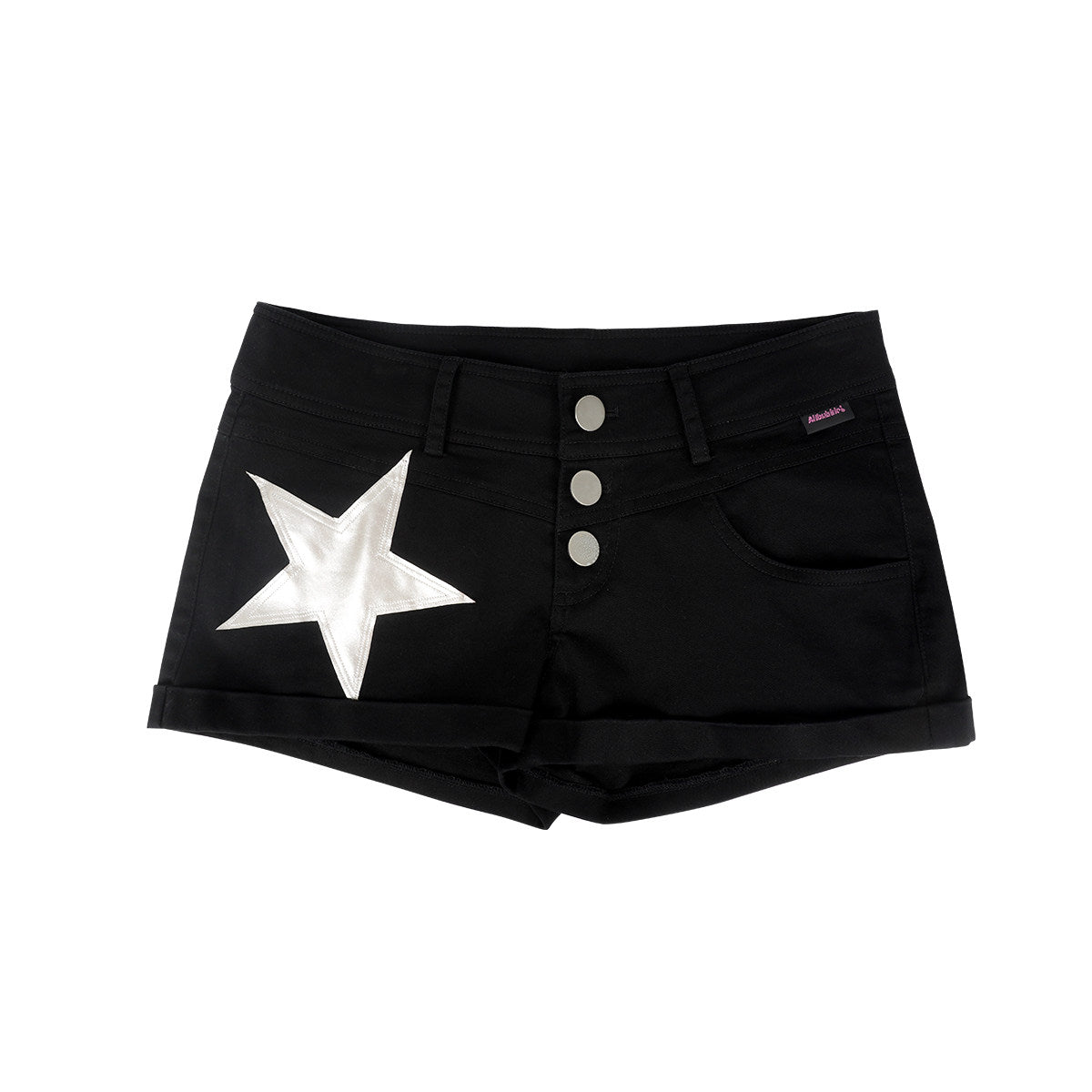 Silver Star Black Low-Rise Stretch Denim Hot Shorts