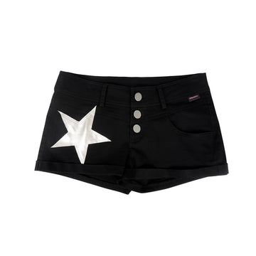 Silver Star Black Low-Rise Stretch Denim Hot Shorts