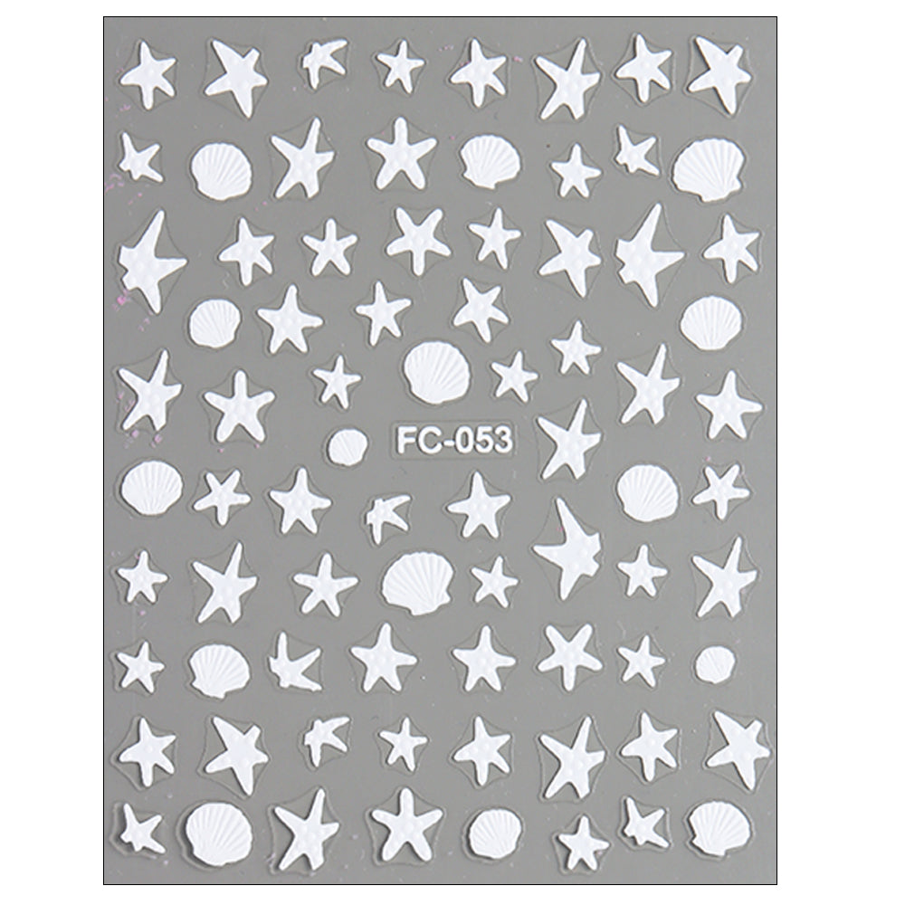 Summer Sea Star Shell Nail Stickers 3D Embossed DIY Nail Art