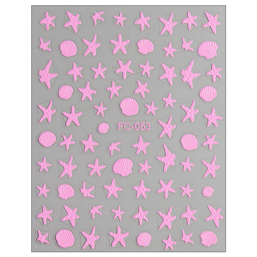 Summer Sea Star Shell Nail Stickers 3D Embossed DIY Nail Art