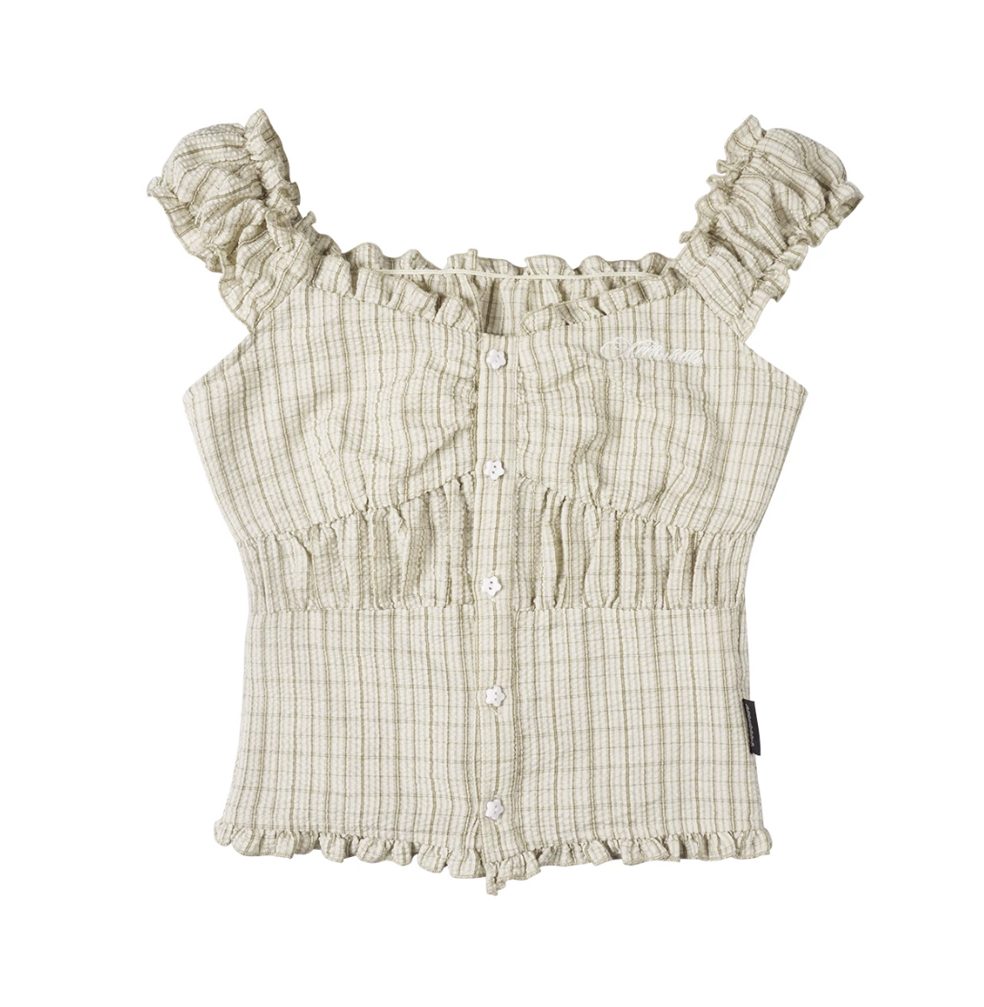 Vintage Plaid Two Piece Set | Ruffle Top & Mini Skirt