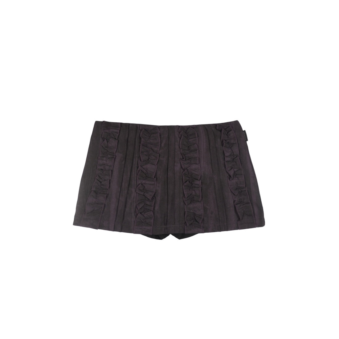 Washed Deep Purple Low-Rise Ruffle Pleated Bodycon Mini Skort