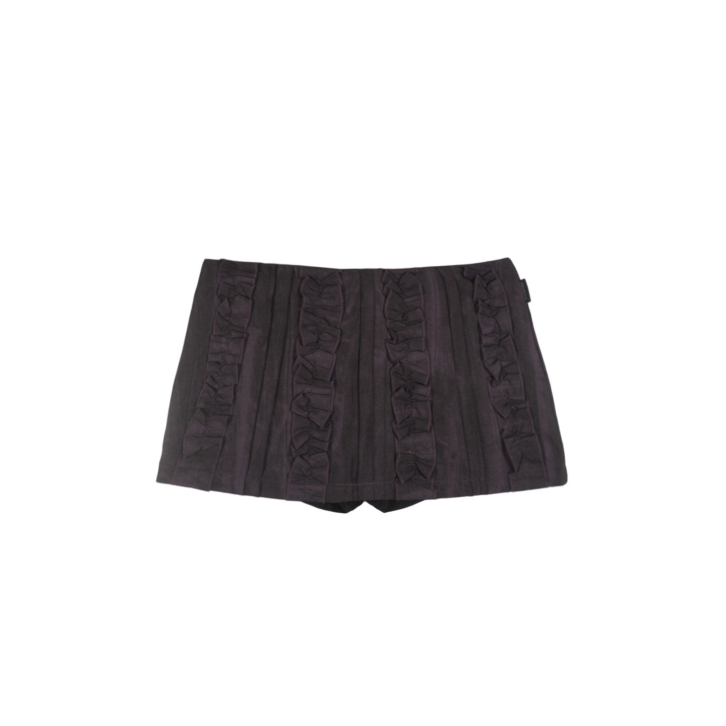Washed Deep Purple Low-Rise Ruffle Pleated Bodycon Mini Skort