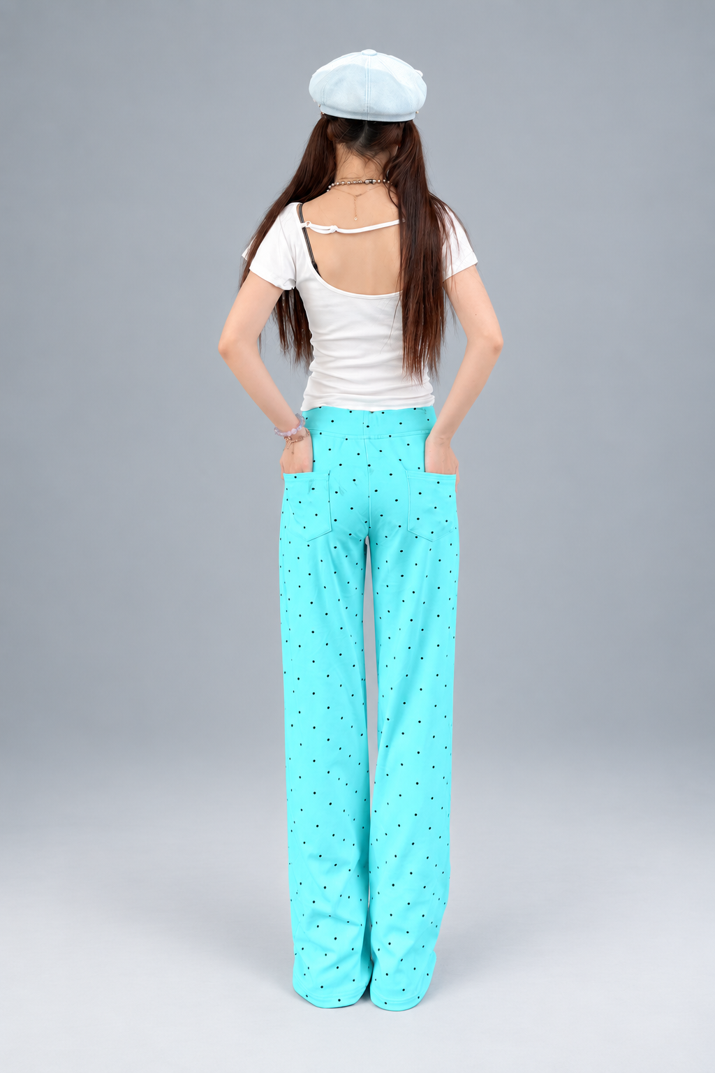 Y2K Music Graphic Polka Dot Flare Sweatpants
