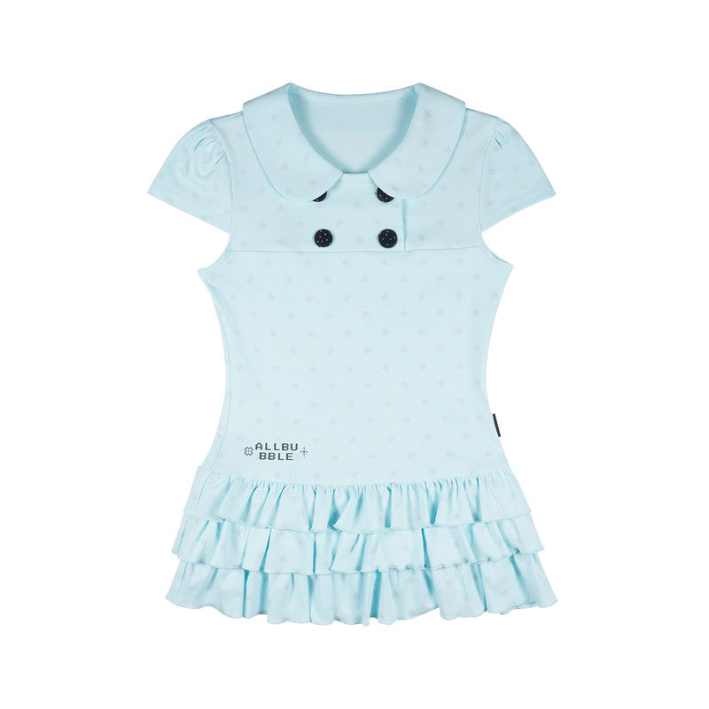 Y2K Star Print Peter Pan Collar Ruffle Top